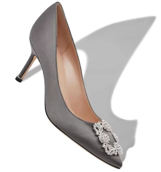 

summer luxury lurum crystal-embellished sandals shoes for women shiny satin jewel buckle lady elegant pumps bridal wedding eu35-43, Black