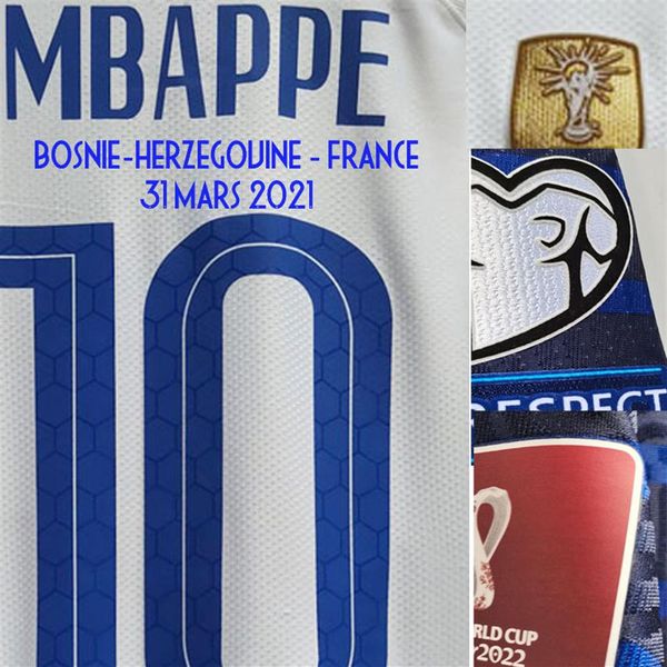 

matchworn player issue mbappe griezmann jersey vs bosnie-herzegovine match details maillot shirt319p, Black