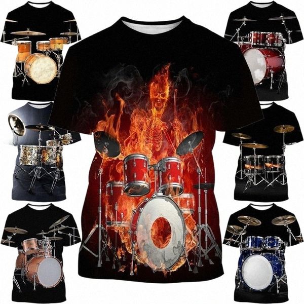 

men's t-shirts fashion musical instrument drum 3d printing t-shirt short sleeve fashionable shirt hip hop casual t-shirtmen's v9i, White;black