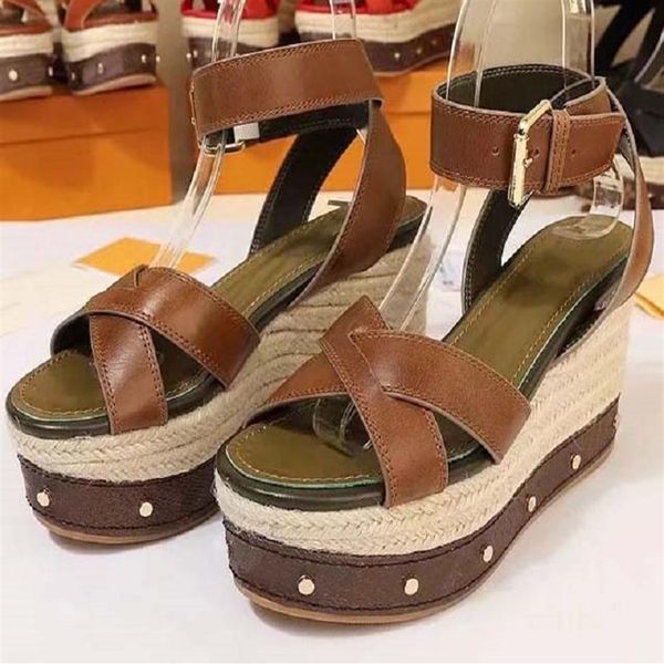 

spring wedge sandals classics slippers summer flat sandals slides fashion leather beach shoes sh02 l012216, Black
