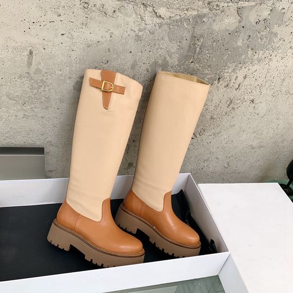 

women betty boots tall real leather boot welly shoes knight knee high boots simple platform knee-high black beige fashion outdoor kneeboot