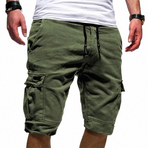 

men's shorts men multi pocket solid color summer male fitness casual workout shortsmen's a1xt#, White;black