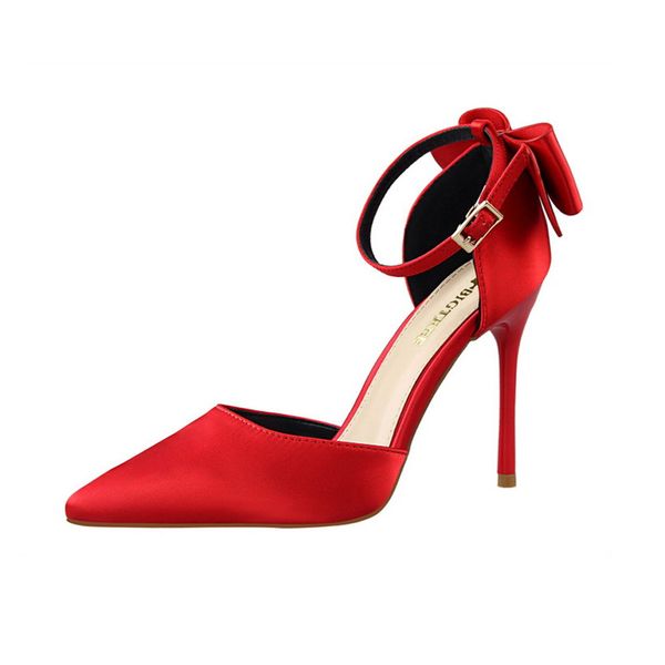 

pumps evening shoes heels sandals women heeled dress heel 35-43 satin bow one word with classic luxury designer ankle strap 2022 stiletto he, Black
