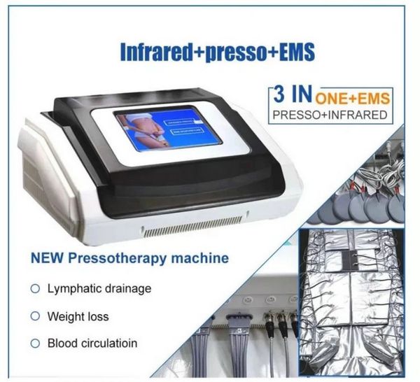

stock in european professional 3 in 1 far infrared pressotherapy slimming bio ems electric muscle stimulation sauna air pressure lymph body