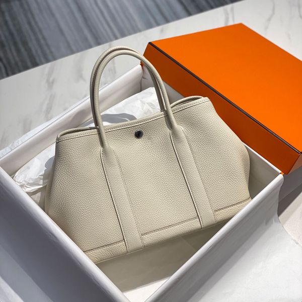 

h ermes garden party tote bag negonda leather designer silver buckle closure large capacity women handbag canvas lining luxury handbags shou