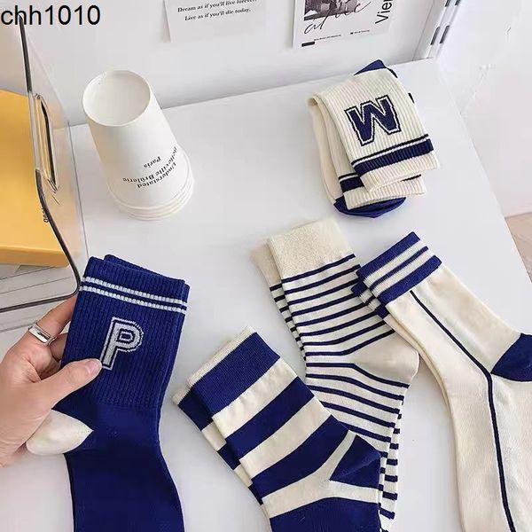

men's socks children 22 spring summer ins tide navy letter m men's and women's middle tube versatile cotton stockings, Black