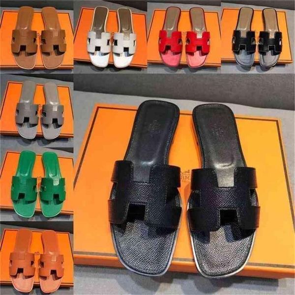 

summer h womens herme 2022 sliders sandals beach slide slippers crocodile skin leather flip flops heels ladies sandali fashion des285w, Black