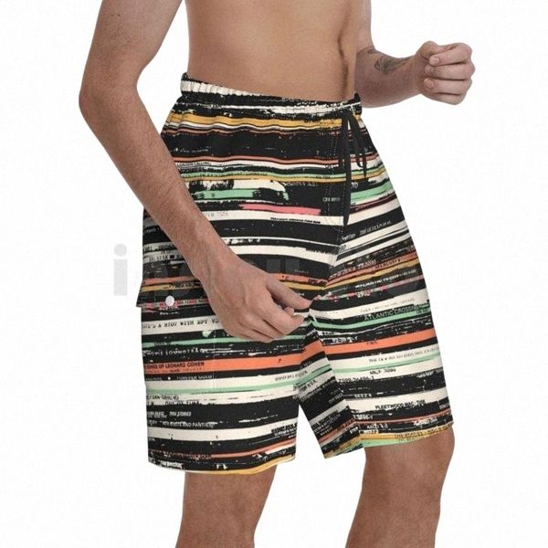 

men's shorts recordsss beach men pants swim trunks record music vinyl records 70s musique musical instrument bluesmen's v22b#, White;black