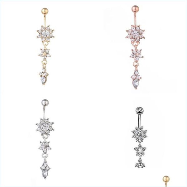 

navel bell button rings sun flower navel nail piercing crystal jewelry fashion accesories button body belly woman man dhseller2010 dhphy, Silver