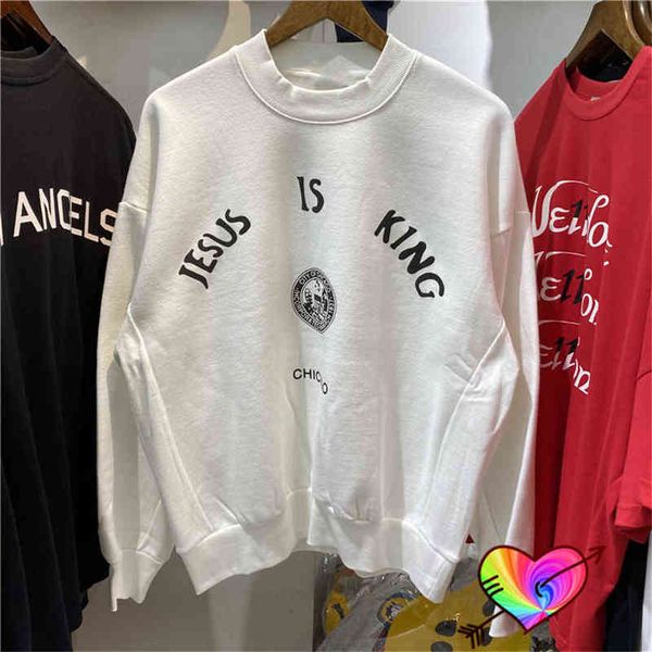 

men's hoodies sweatshirts 2022 crew neck jesus is king sweatshirts men women chicago city sweatshirts hip hop white ye hoodie, Black