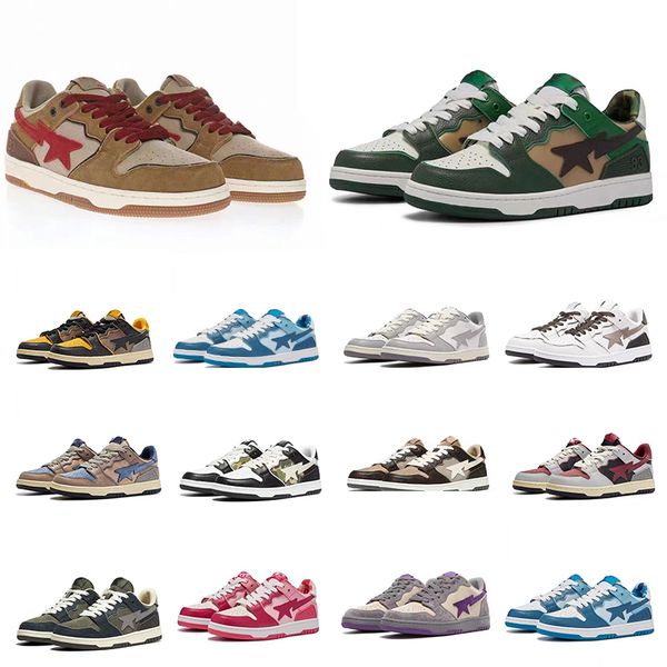 

mens womens bapestar sk8 sneakers stas court sta low basketball shoes beige a bathings aped abc camo blue red trainers sport shoes