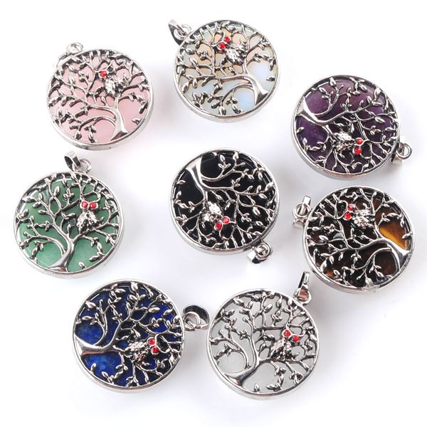 

natural stone gem round cabochon amethyst opal pendant for diy woman necklace size 27mm bn365, Silver