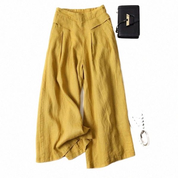 

plus size women cotton linen wide leg pants 2021 arts style vintage solid color loose female casual ankle-length d038 women's & capris, Black;white