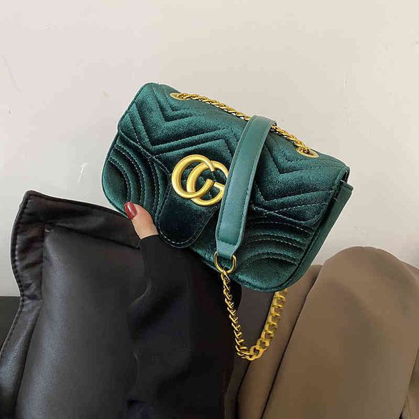 

shoulder bags autumn and winter net red same dionysian texture single messenger rhombic velvet chain