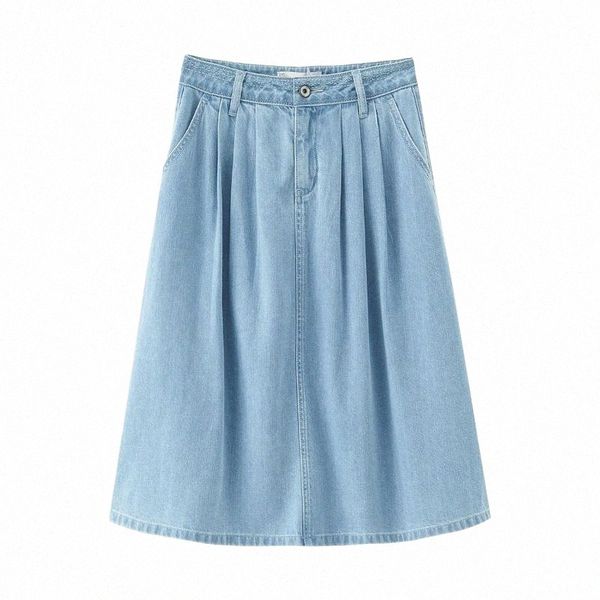 

skirts inman jeans blue skirt summer minimal design casual style drape knee-length women lady bottom 52kc#, Black