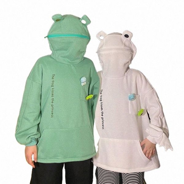 

frog pullover hoodie women's autumn loose casual oversized kawaii streetwear harajuku winter clothes women hoodies & sweatshirts s9os#, Black