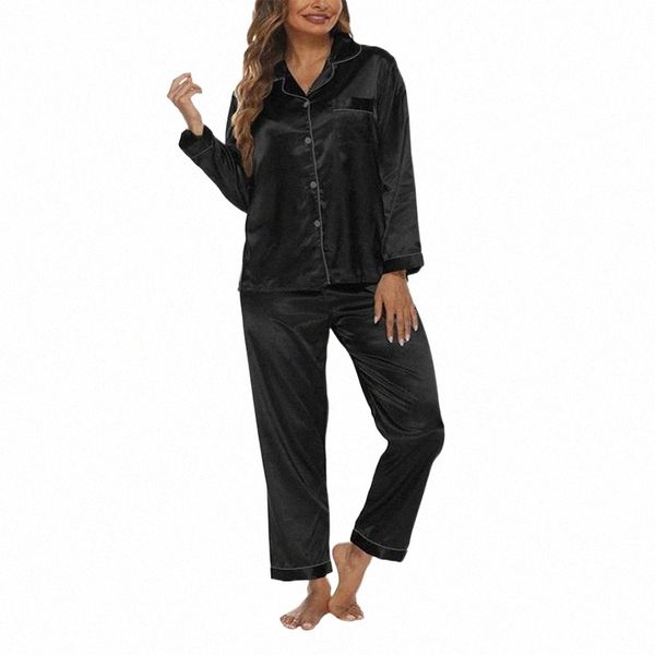 

women's pants & capris fashion two-piece solid color simple long-sleeved and trousers all-match suit nightgown lady home wear rayon paj, Black;white