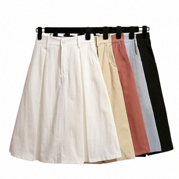 

skirts ohryiyie mori girl high waist summer women midi skirt cotton a-line sun school female preppy style faldas mujer e3qx#, Black