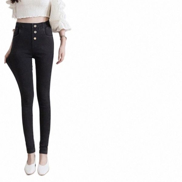 

women's pants & capris winter thinck velvet skinny warm pencil women high waist elastic imitation jeans plus size woman leggings trouse, Black;white