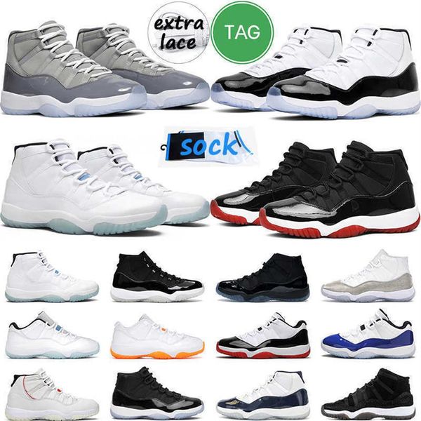 

11s retro basketball shoes men women cool grey cap and gown platinum tint 11 legend blue bright citrus concord outdoor mens trainer2269, Black