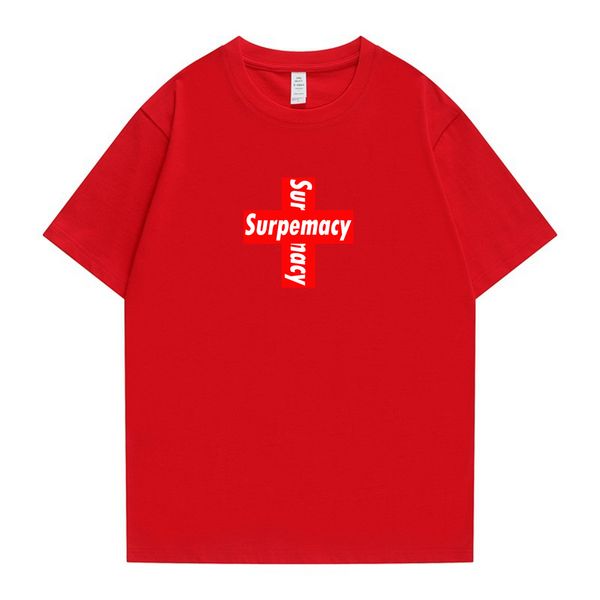 

surpemacy luxury brand cross t-shirt men belief parody tee male fashion women summer couple boy short sleeved girl ins designer, White;black