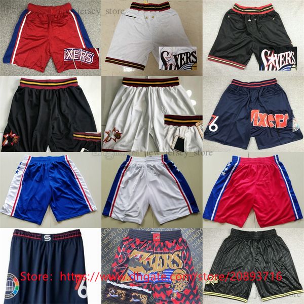 

retro basketball jamesharden joelembiid shorts classic justdon alleniverson pocket short hip pop pant with pockets zipper sweatpants tyresem, Black