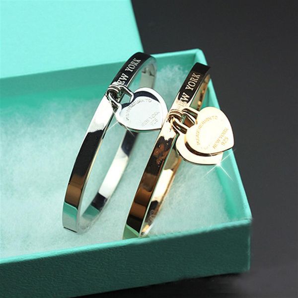 

316ltitanium steel rose gold bangles whole gold love bracelet&bangle for woman jewelry exquisite heart women gift235h, Black