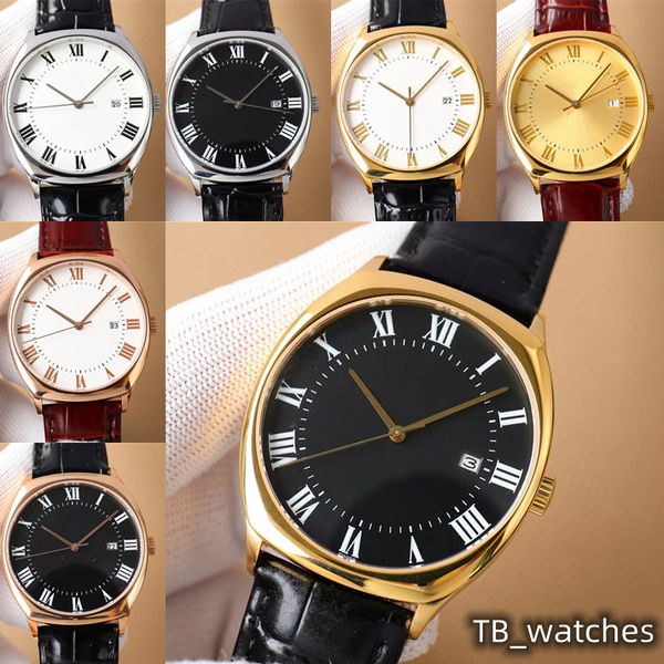 

r mens watch classic elegant men watch diameter 40mm cal.9015 leather strap stainless steel dial, Slivery;brown