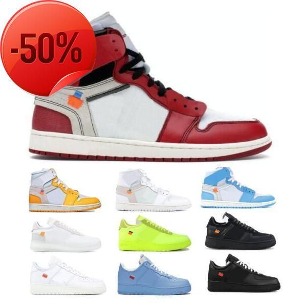

jumpman 1 1s off men basketball shoes sneakers high og unc chicago low mca moma blue 2 .0 women tenis trainers shoe, Black
