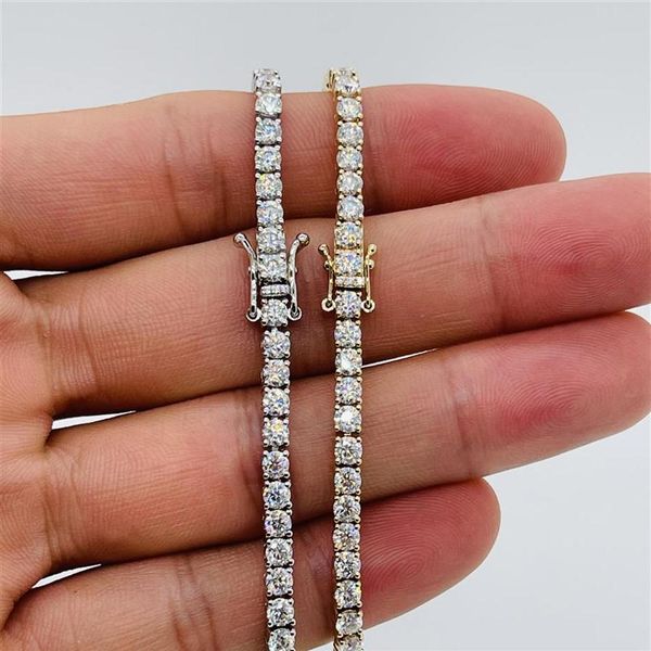

lotusmaple solid 10k white yellow rose gold moissanite tennis necklace chain full setting color d clarity fl diamond pass test wi235q341q, Black