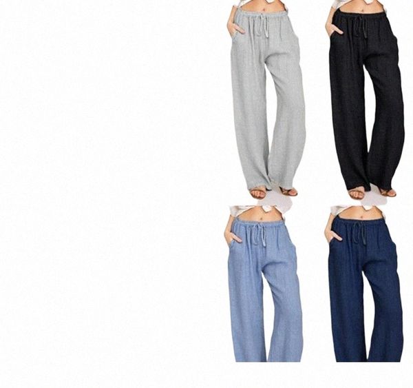 

women's pants & capris 2021 summer fashion loose linen casual trousers women cargo 96lm#, Black;white