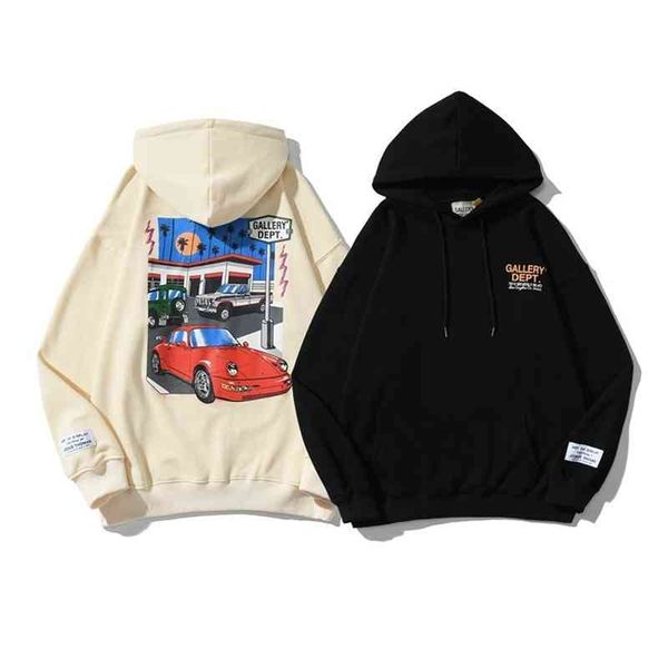 

designer hoodies gallerydept thin los angeles dept cartoon car print wool hoodie, Black