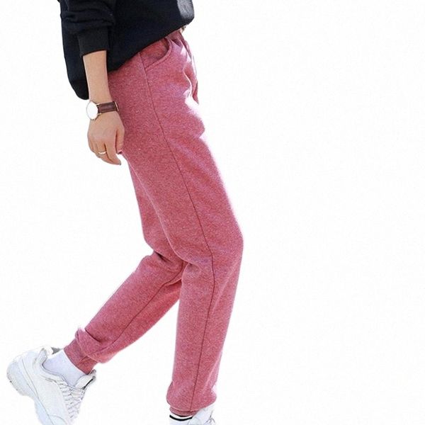 

winter women's lambskin sweatpants plus size velvet spring autumn loose thicken warm female pants jogging trouser for girls 2021 & capr, Black;white