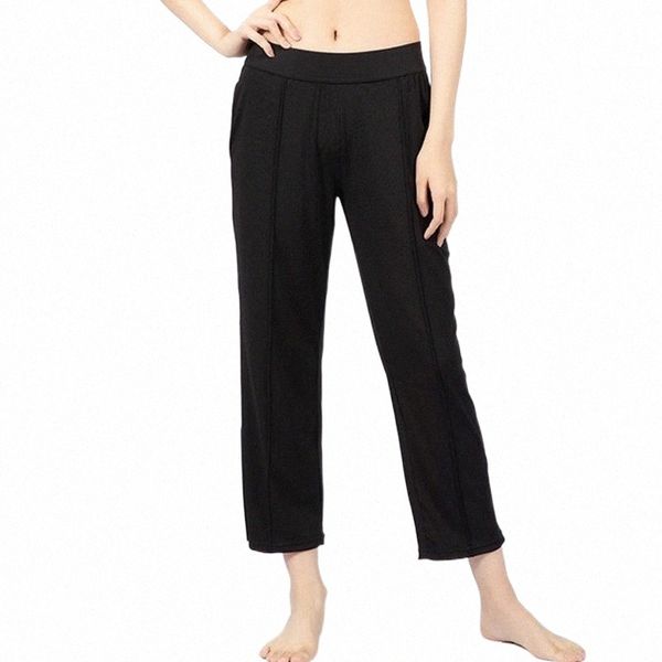 

women outside pockets gym capris naked-feel squatproof loose boot cut casual crop yoga with wide leg leggings women's pants & t4s0#, Black;white