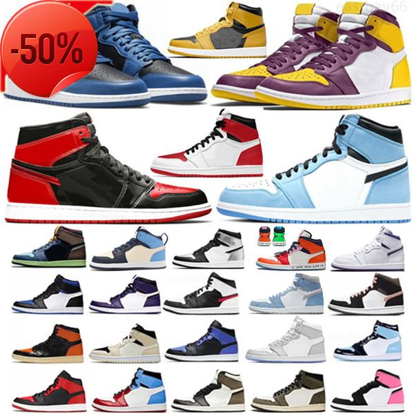 

basketball shoes jumpman 1 1s bred patent heritage high og dark marina blue university mocha rebellionaire brotherhood pollen, Black