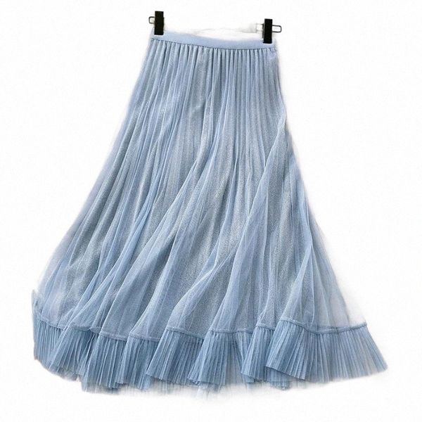 

skirts 2021 summer pink vintage boho women high waist mesh long skirt faldas jupe femme saia n2lj#, Black