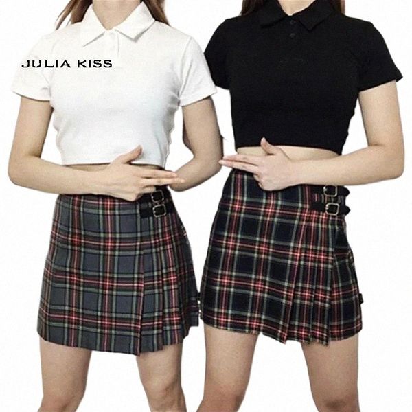 

skirts women england style plaid mini skirt with buckles r6wm#, Black