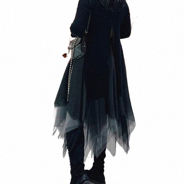 

vintage tulle skirt women black high waist chiffon plus size female puff mesh skirts irregular t2tf#