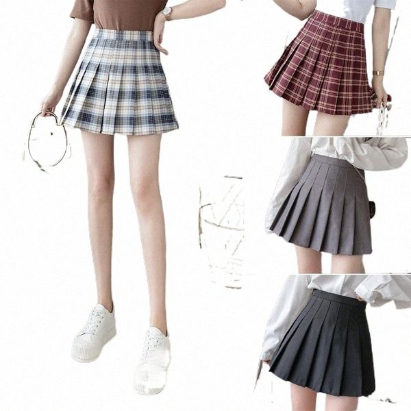 

skirts casual summer skirt high waist women pleated fashion slim sweet girls dance plaid ladies short y2w6#, Black