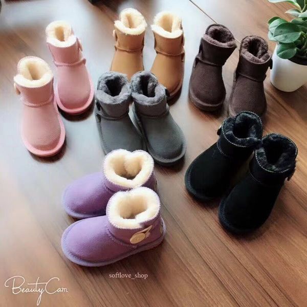 

winter girls boots kids sonw children shoes warm fur plush waterproof rubber pu leather fashion baby princess shoes 20-36, Black