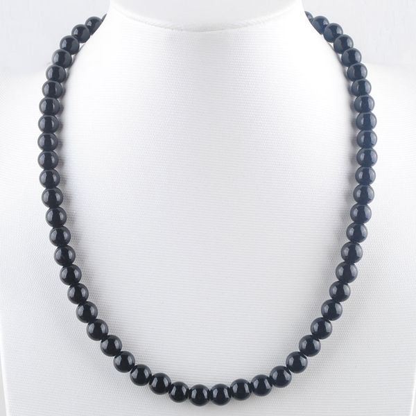 

black agates stone beads 8mm round natural stones beaded necklaces strand girl women fashion jewelry 45cm f3033, Silver