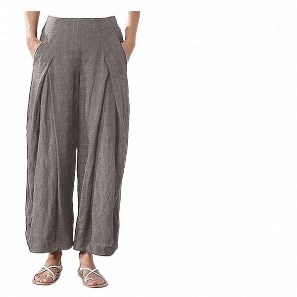 

women's fashion plus size women pure color tightness wide leg pants pocket easy trousers clothing 2021 & capris 45l0#, Black;white