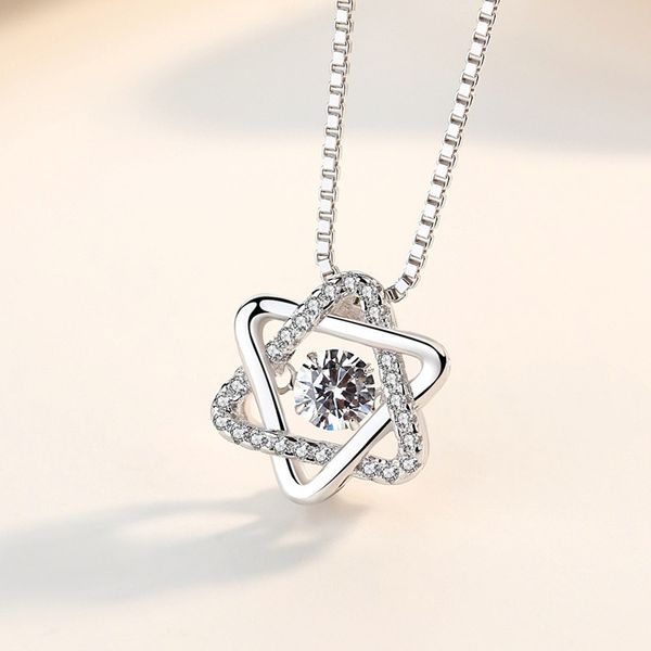 

s925 silver star pendant statement necklace zircon diamonds women girls lady swarovski elements jewelry