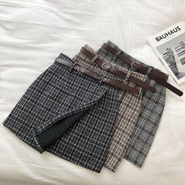 

skirts heliar women bodycon skirt irregular chidori plaid mini highstreet 2021 summer sashes k9ny#, Black