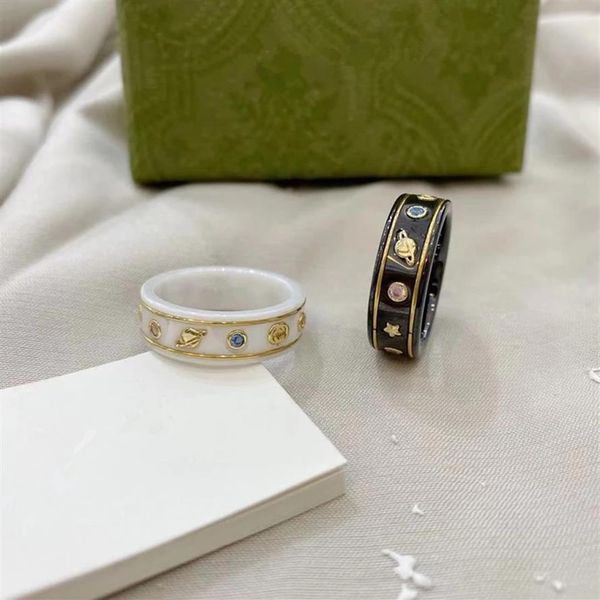 

european and american fashion black and white ceramic couple rings 11 high-end rings for men and women holiday gifts272e, Silver