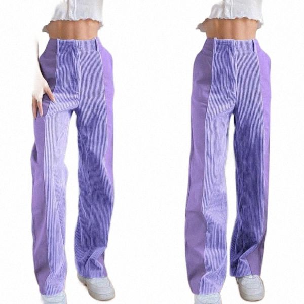

corduroy brown pants straight striped baggy high waist zipper loose casual woman solid streetwear women's & capris w8cb#, Black;white