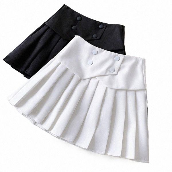 

white mini pleated skirt women 2021 summer korean japanese style cute a line high waist aesthetic short female lady skirts g6ay#, Black