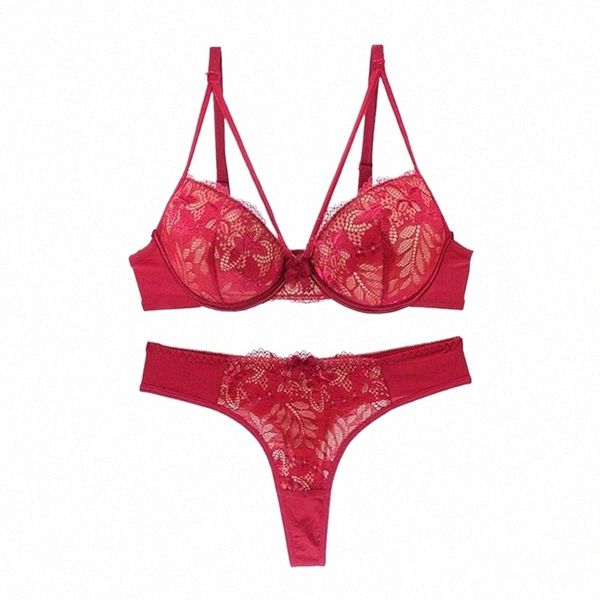 

ultra-thin push up floral lace female lingerie thong bow for women underwear bra sets bras m9g7#, Red;black
