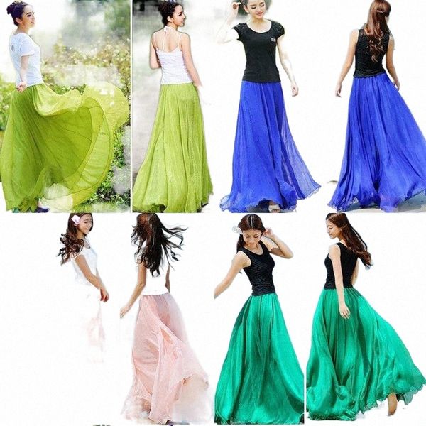 

skirts women girls fashion casual solid double layer skirt beach w3tp#, Black