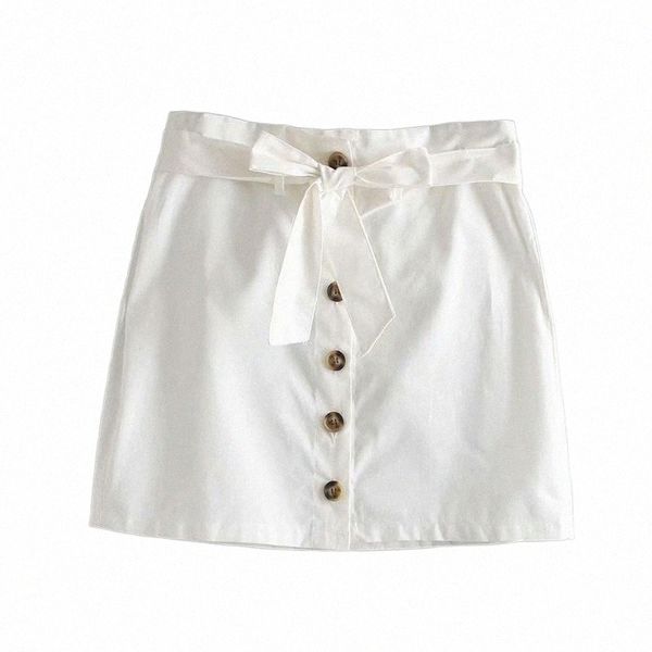 

skirts women casual white red mini 2021 summer elegant single breasted high waist with belt for fashion lady street-wear e8ub#, Black